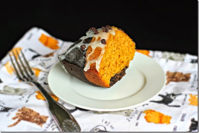 Pumpkin Chocolate Bundt Cake with Cream Cheese Glaze 4