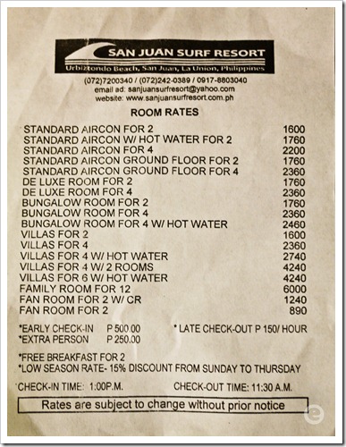 san juan surf resort room rates