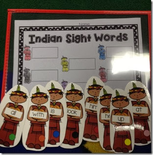And my favorite, cute little Indian boys with sight words, the students identify the sight word, and write it in the box.