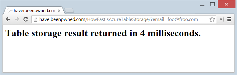 Table storage result returnd in 4 milliseconds