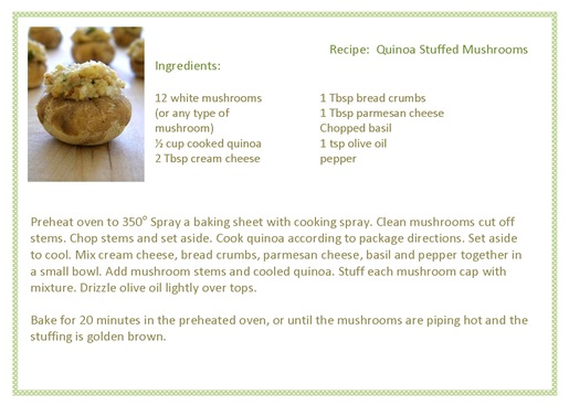 Recipe Card Quinoa Stuffed Mushrooms