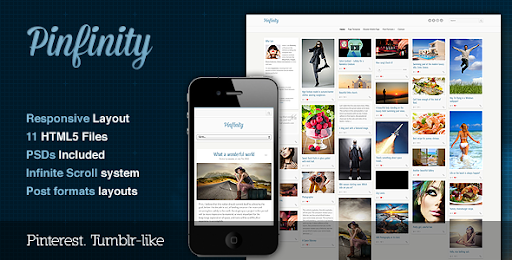 Pinfinity Responsive Tumblr-Like Site Template - Photography Creative