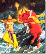 Varahadeva fighting Hiranyaksha