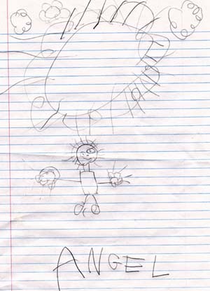 child drawing angel