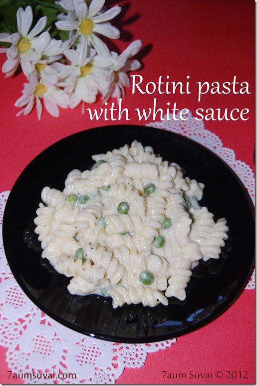 Rotini pasta with white sauce