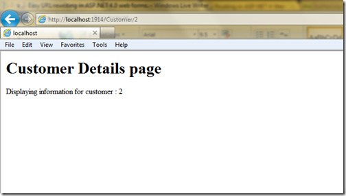 Customer two details via URL rewriting in asp.net 4.0