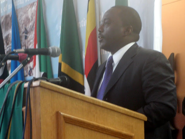 Le président Joseph Kabila à la tribune du CIRGL à Lusaka en Zambie, le 15 décembre 2010.