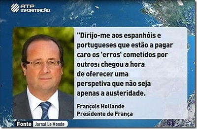 Hollande dirige-se aos portugueses. Out.2012