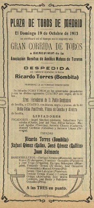 1913-10-19 Cartel despedida Bombita