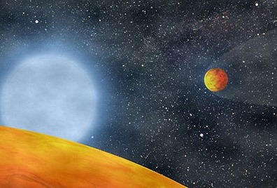 ilustração dos exoplanetas ao redor da estrela KOI 55