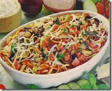 Spaghetti con melanzane e mortadella