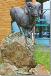 Sculpture of sheep outside the Yukon Visitors Information Centre
