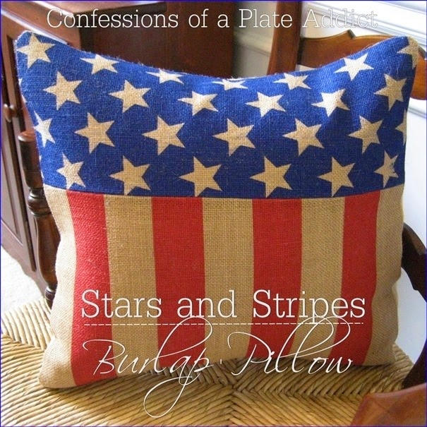 CONFESSIONS OF A PLATE ADDICT Pottery Barn Inspired Stars and Stripes Burlap Pillow