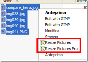 Free Image Resizer voci integrate nel menu contestuale del mouse