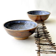 denim and blue small bowls by glazedOver Pottery