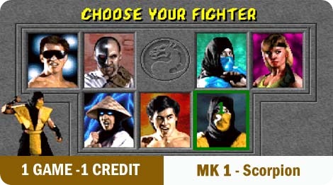 1 game - 1 credit - MK1-Scorpion