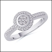 Round Diamond Floral Ring in 10k White Gold