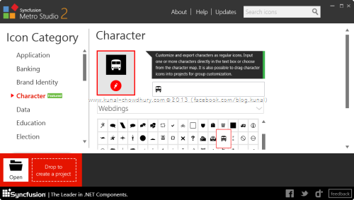 10. Syncfusion Metro Studio 2 - Create Custom Icons from Characters