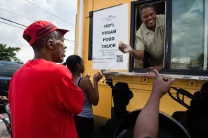 Vegan restaurateur’s truck aims