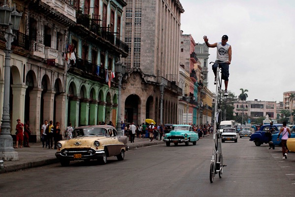 APTOPIX Cuba Tall Bike