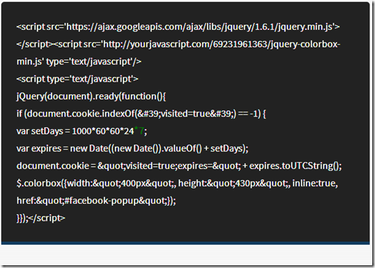 script satu Facebook Popup Like Box