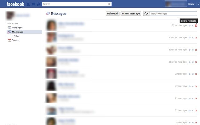 Facebook Fast Delete Messages