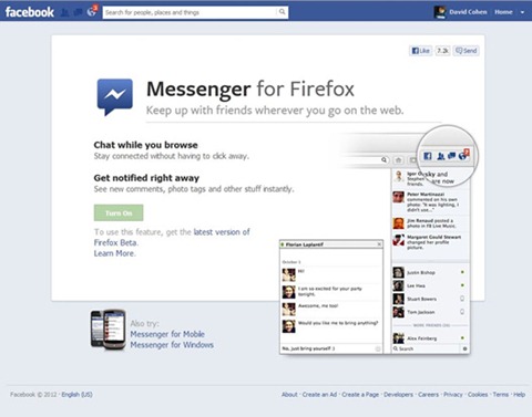 Messenger Facebook para Firefox