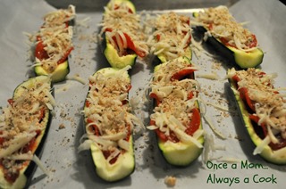 zucchini pizza sticks ready for oven