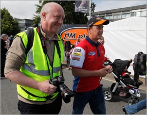 Stephen Bell with legendary John McGuinness at Bikewise 2011