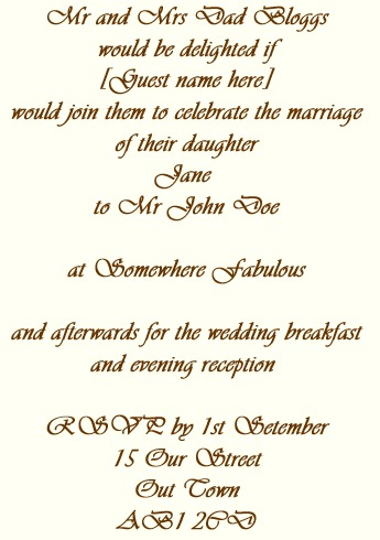 Wedding Invitation Wording Ceremony Reception Different Locations