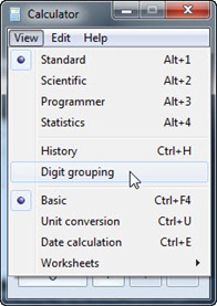 Memunculkan koma pemisah pada kalkulator Windows 7