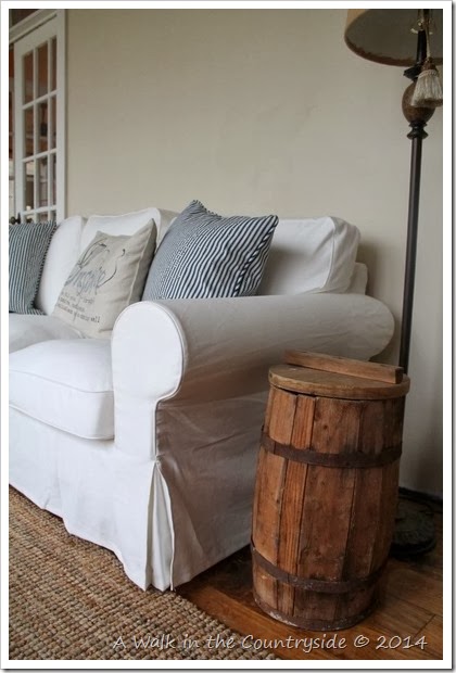 vintage barrel as an end table