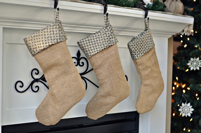 Burlap and Gold Stockings from Decor and the Dog
