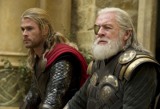 "Marvel's Thor: The Dark World"..Thor (Chris Hemsworth) Odin (Sir Anthony Hopkins)..Ph: Jay Maidment..© 2013 MVLFFLLC.  TM & © 2013 Marvel.  All Rights Reserved.