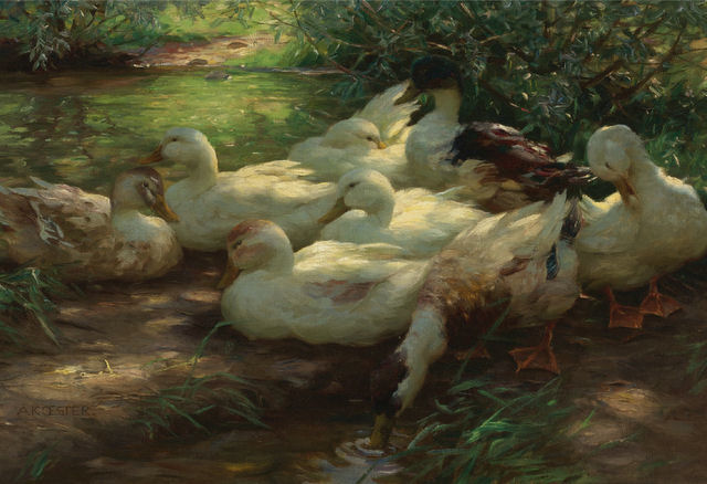 Alexander Max Koester 2 Ocho Patos a orillas del río.jpg