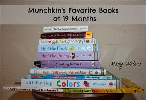 Many Waters Munchkin's Favorite Books at 19 months