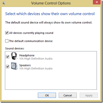 Volume Control Option