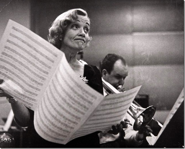 Eve Arnold_New York City. Marlene DIETRICH at the recording studios of COLUMBIA RECORDS, who were releasing most of her songs she had performed for the troops during World War II, including LILI MARLENE, Miss Otis Regr