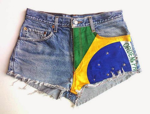Ideias para customizar short jeans para Copa do Mundo Brasil - bandeira do Brasil
