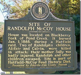 Site of Randolph McCoy House marker 2062 near Hardy, KY in Pike County