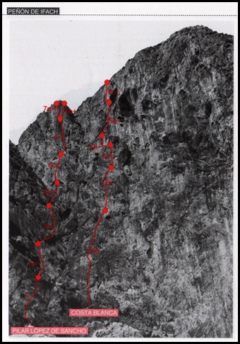 Peon de Ifach - Sur - Costa Blanca 250m 6c  (6b A0 Oblig) (Libro)