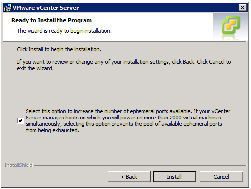 VMware vCenter Server Installer - Ready to Install the Program