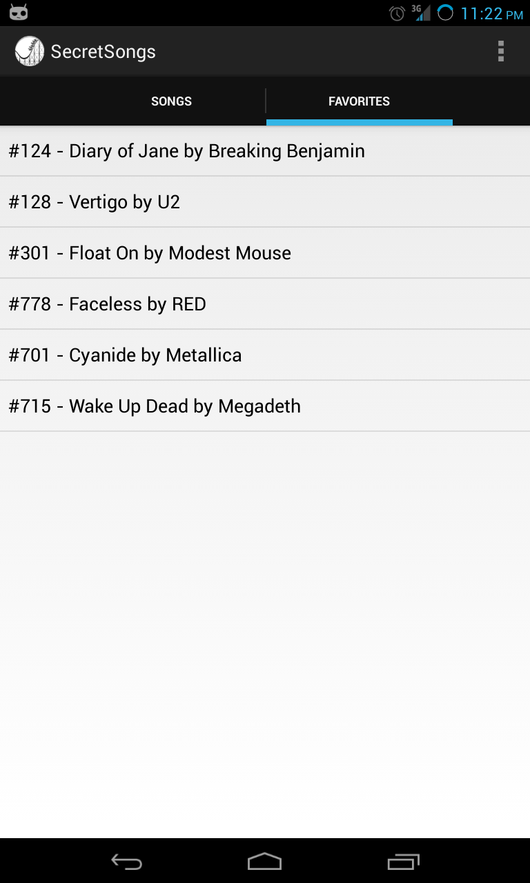 Secret Songs Screen 2