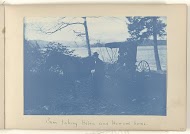 Paard en koets met twee kinderen (Helen en Howard) en een man (Sam)