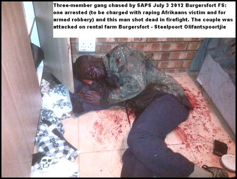 Burgersfort farm attack July 3 2012 Black male attacker armed dies in gunfight with defending farm family pic Boere Aksie Groep
