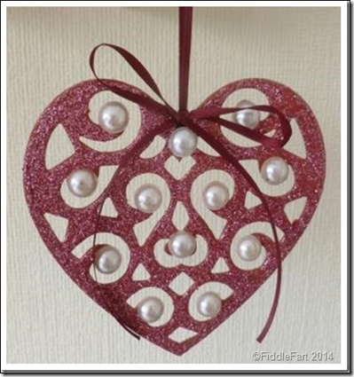 glittered heart valentines Christmas decoration