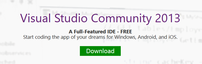 Download Visual Studio Community 2013