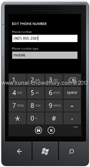 Screenshot 2 : How to Save Phone Number in WP7 using the SavePhoneNumberTask?
