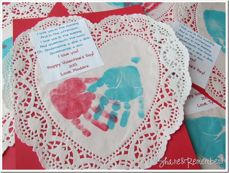 Handprint Valentine kids can make Skidamarink A Doo, I Love You!