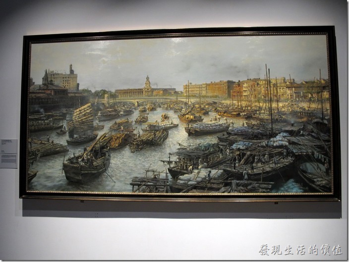 上海-中華藝術宮。二十世紀初的蘇州河。熱腦繁忙的景象。